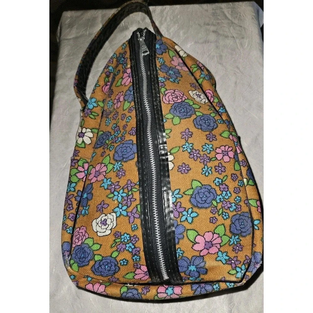 Vintage Canvas Floral Print bag Made In‎ Japan Groovy Psychedelic Color & Print
